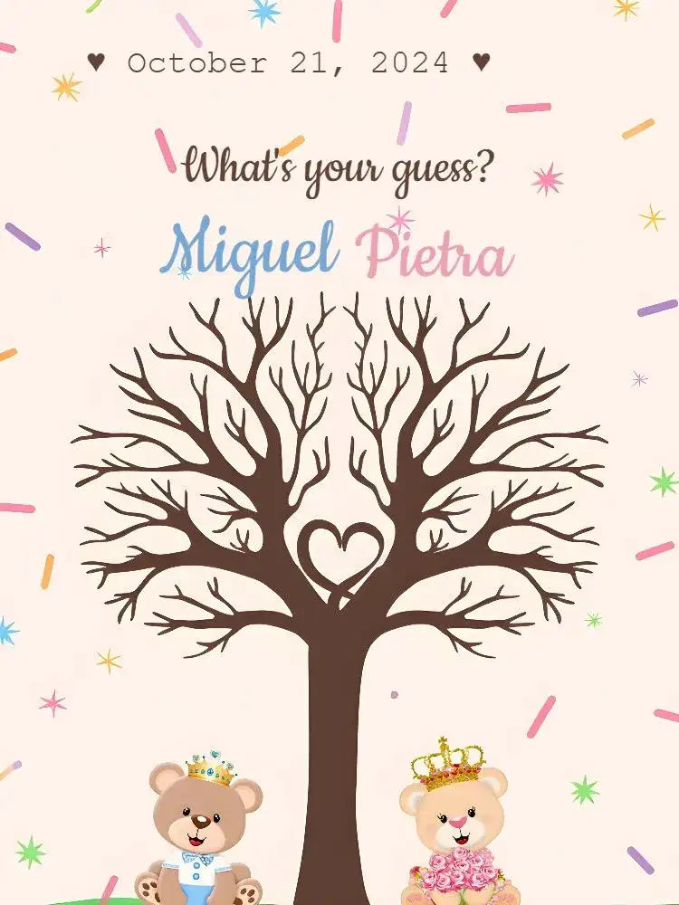 Fingerprint Tree Gender Reveal Teddy Bears Blue