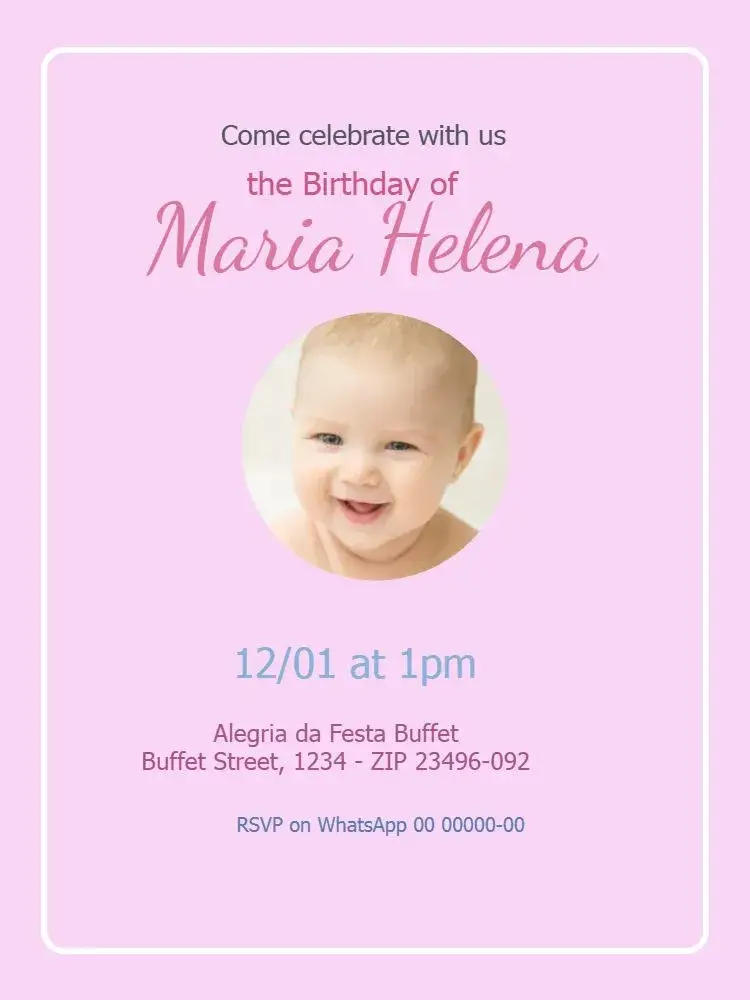 Pink Girl Childish invitation