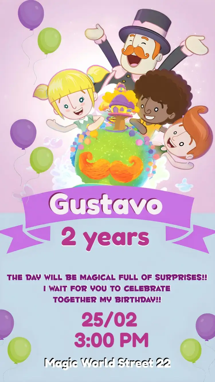 Invitation Mundo Bita Easy – Commemorative Dates theme colorful, childlike, fun, modern, themed