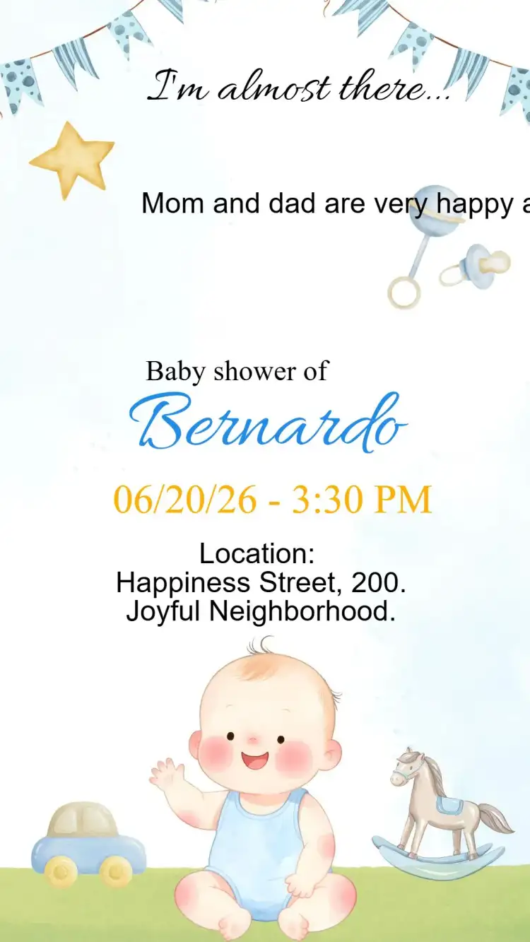 Digital Baby Shower Diaper Invitation for Baby Boy Blue