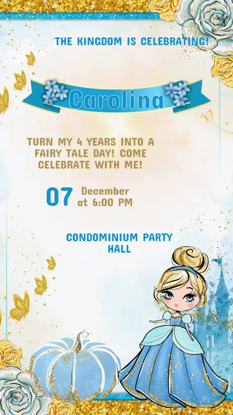 Cinderella Children's Birthday Invitation