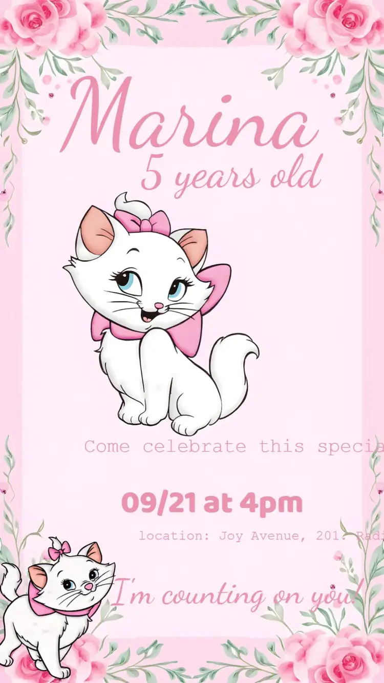 Marie Kitten Girl invitation