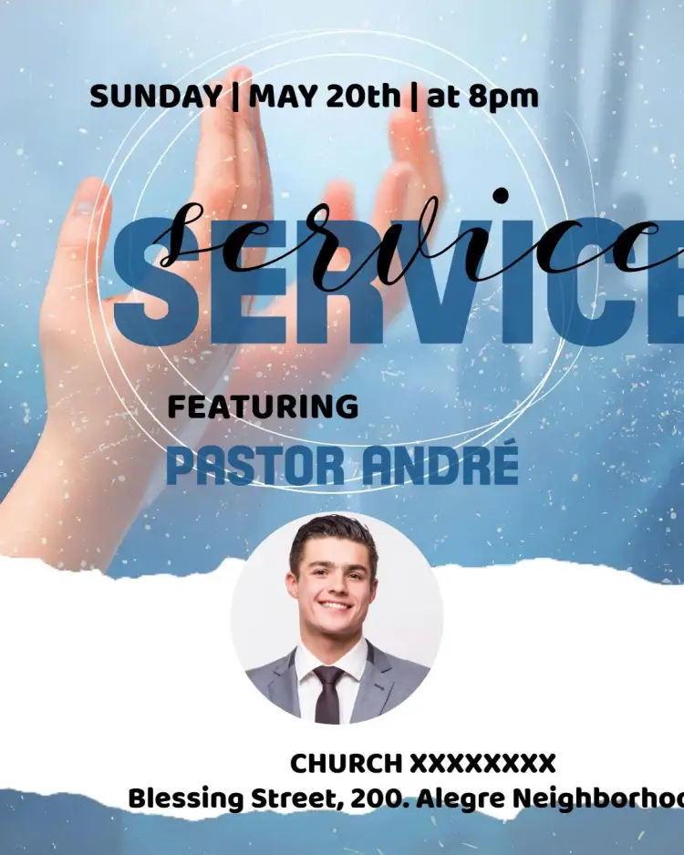 Invitation For Church Service With Art Photo – Baptism theme gospel, modern, minimalist, aqua, pastel, classic