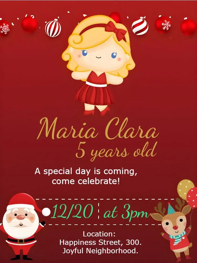 Blonde Girl Santa Christmas invitation