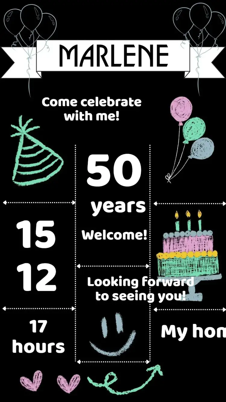 Invitation Adult Birthday – Birthday theme colorful, modern, minimalist, vintage, artistic