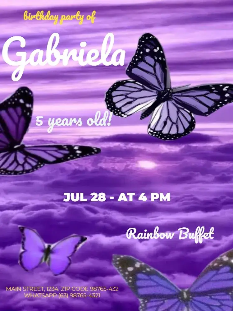 Children's Butterfly Party Invitation Template