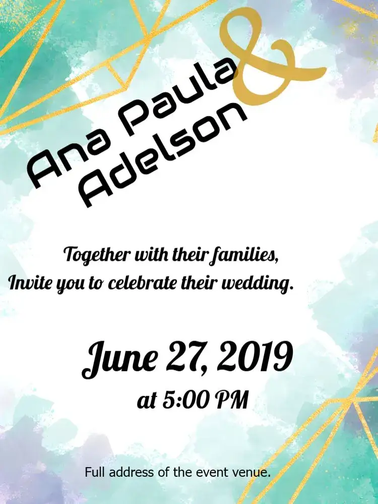 Invitation Watercolor Couple Wedding – Wedding theme watercolor, modern, green, golden, elegant, artistic