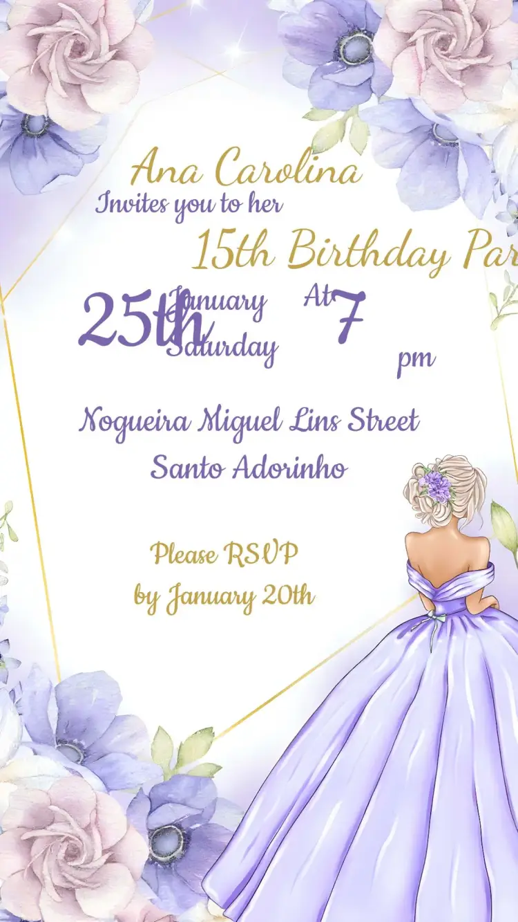 15th Birthday Princess invitation