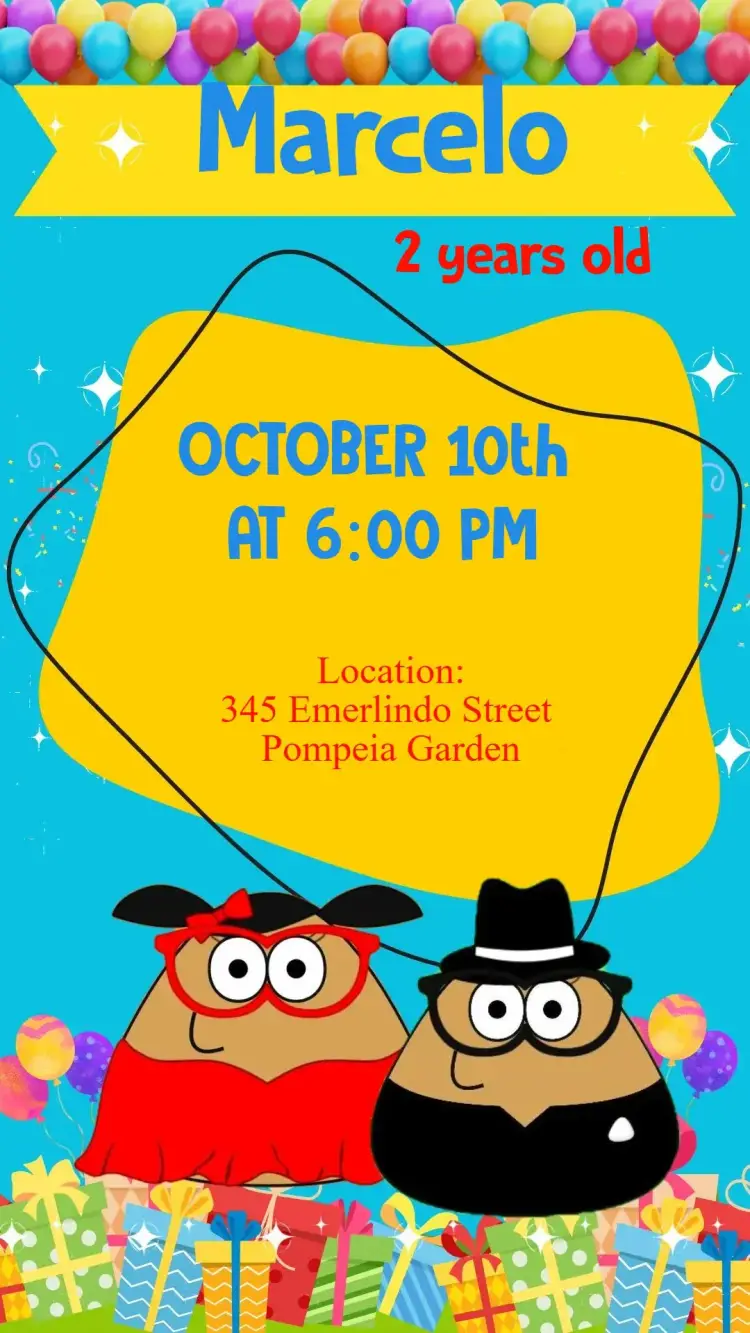 Invite Blue Pou editable and customizable