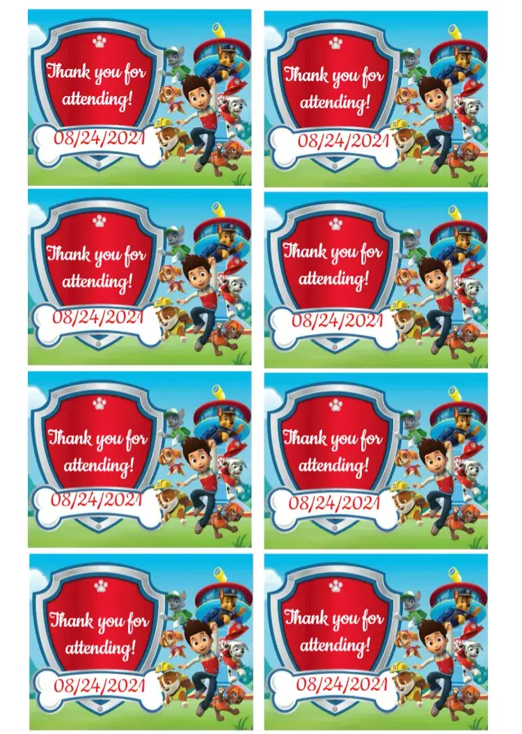 Paw Patrol Child Tag invitation