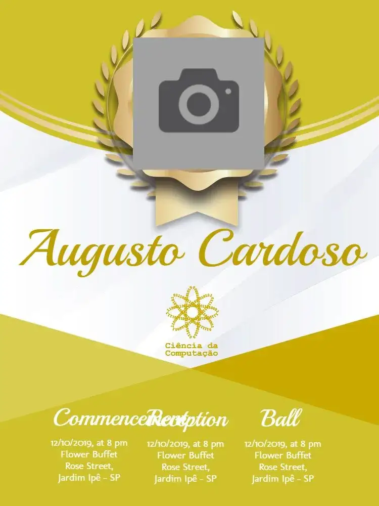 Invitation Computer Science Graduation With Golden Photo – Graduation theme golden, modern, elegant, minimalist, technological