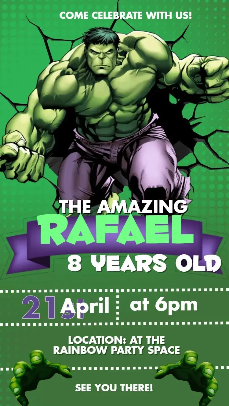 The Incredible Hulk invitation