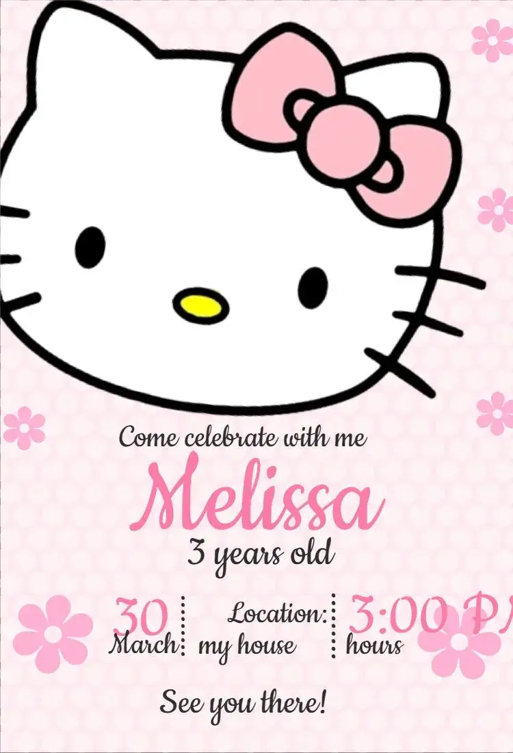 Invite Hello Kitty 8 editable and customizable