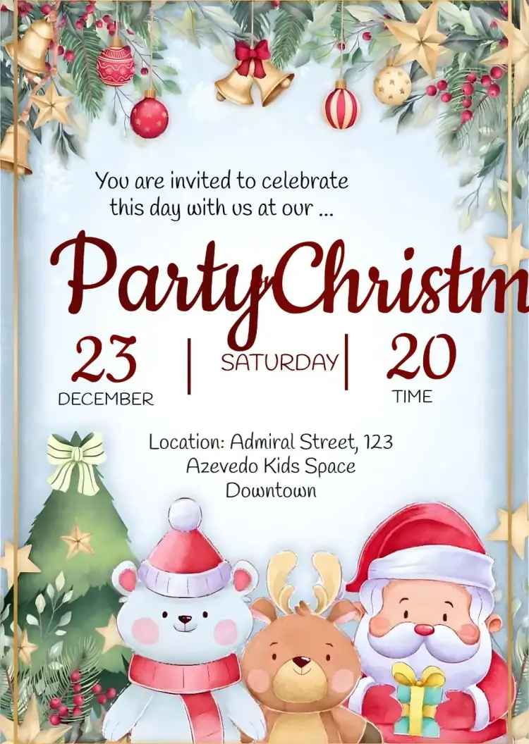 Invitation Colorful Christmas Party – Commemorative Dates theme colorful, Christmas-themed, festive, modern, childish, corporate