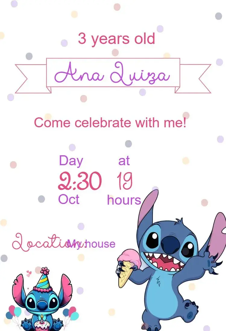 Children's Birthday Invitation Stitch