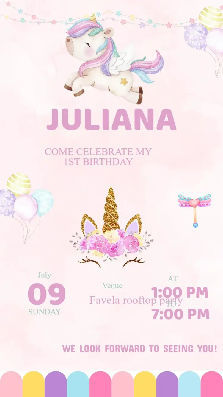 Unicorn Birthday Invitation