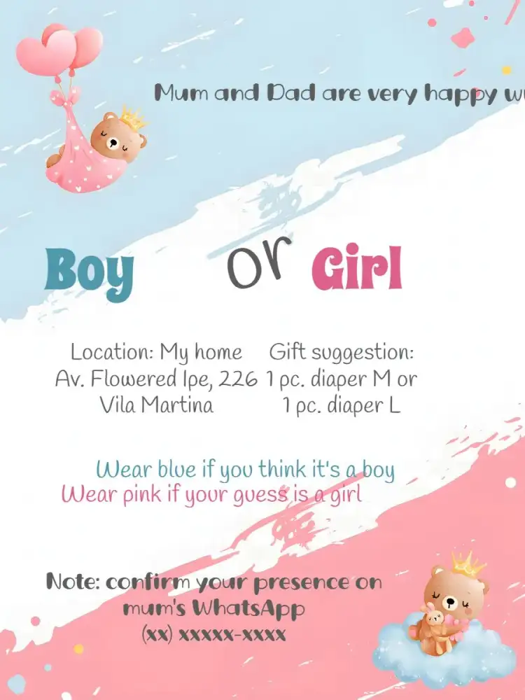 Bear Baby Shower Gender Reveal