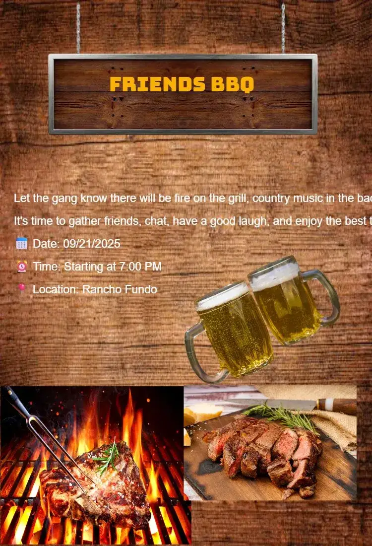 Invitation barbecue – Birthday theme colorful, modern, fun, graphic, casual, vibrant
