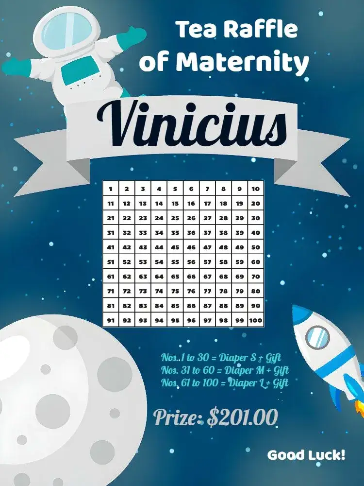 Invitation Boy Astronaut Raffle Tea – Raffle Tea theme space-themed, modern, colorful, fun, childlike
