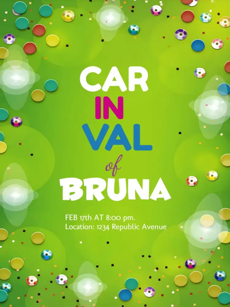 Invitation Yellow Carnival Ball – Commemorative Dates theme colorful, vibrant, festive, modern, tropical, bright