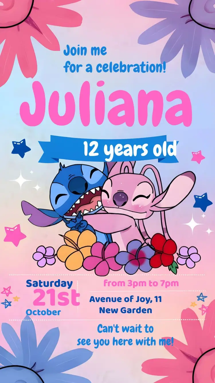 Stich And Blue Angel invitation