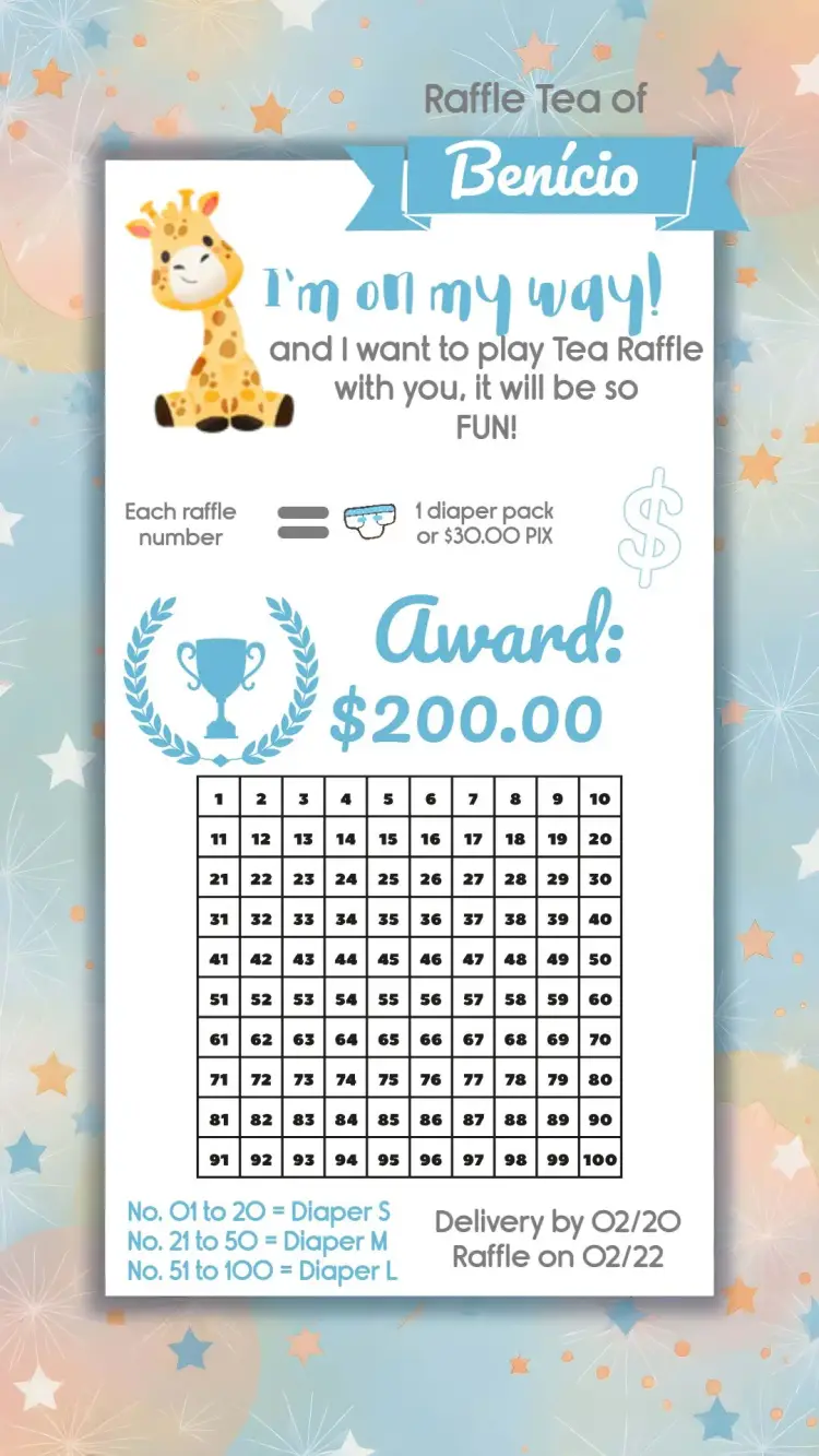 Giraffe Raffle Tea Party invitation