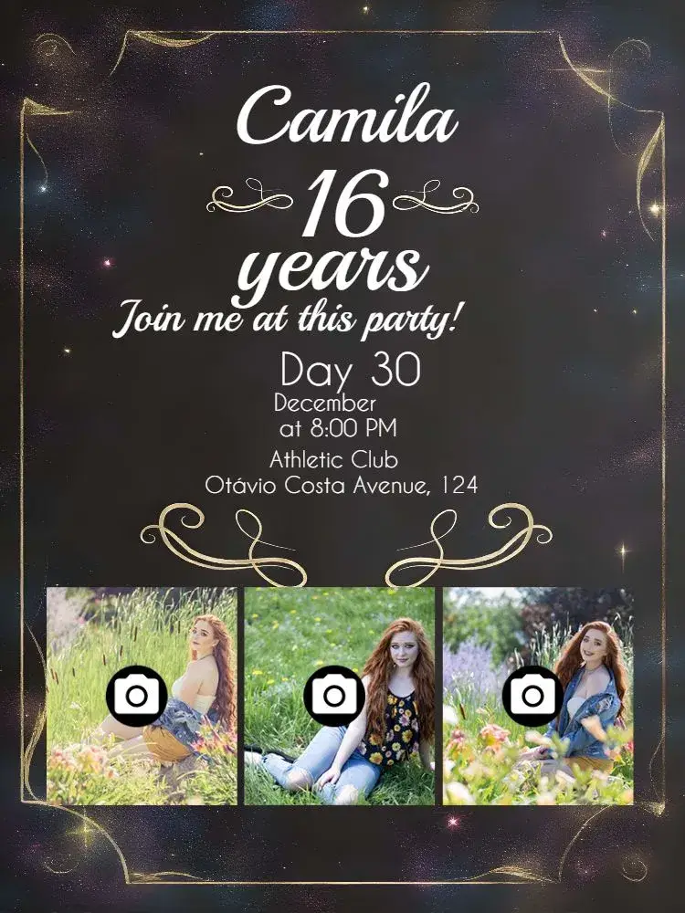 15th Birthday with Mosaic Photos invitation