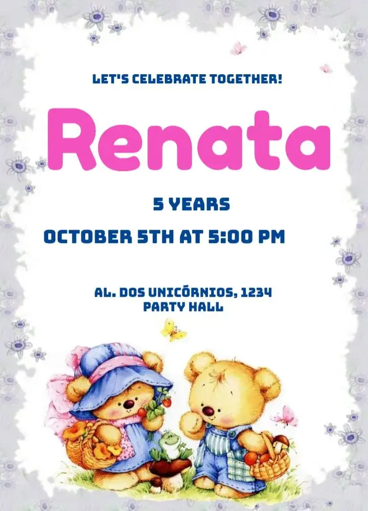 Colorful Teddy Bears to Edit invitation