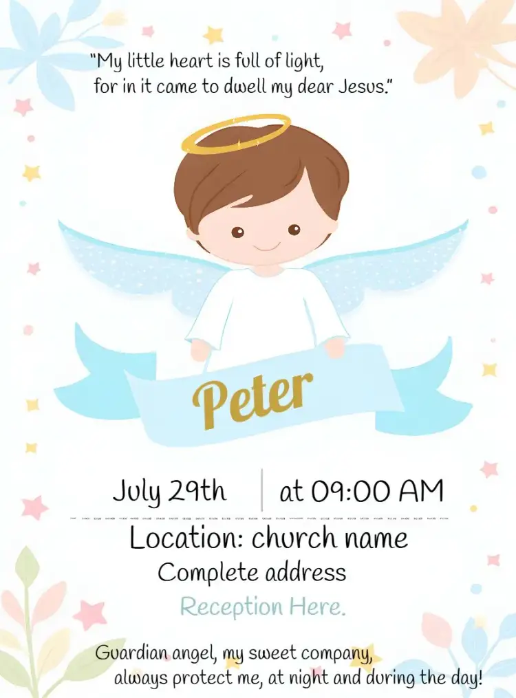 Invitation Baptism Angel Reception – Baptism theme blue, little angels, delicate, modern, festive, charming