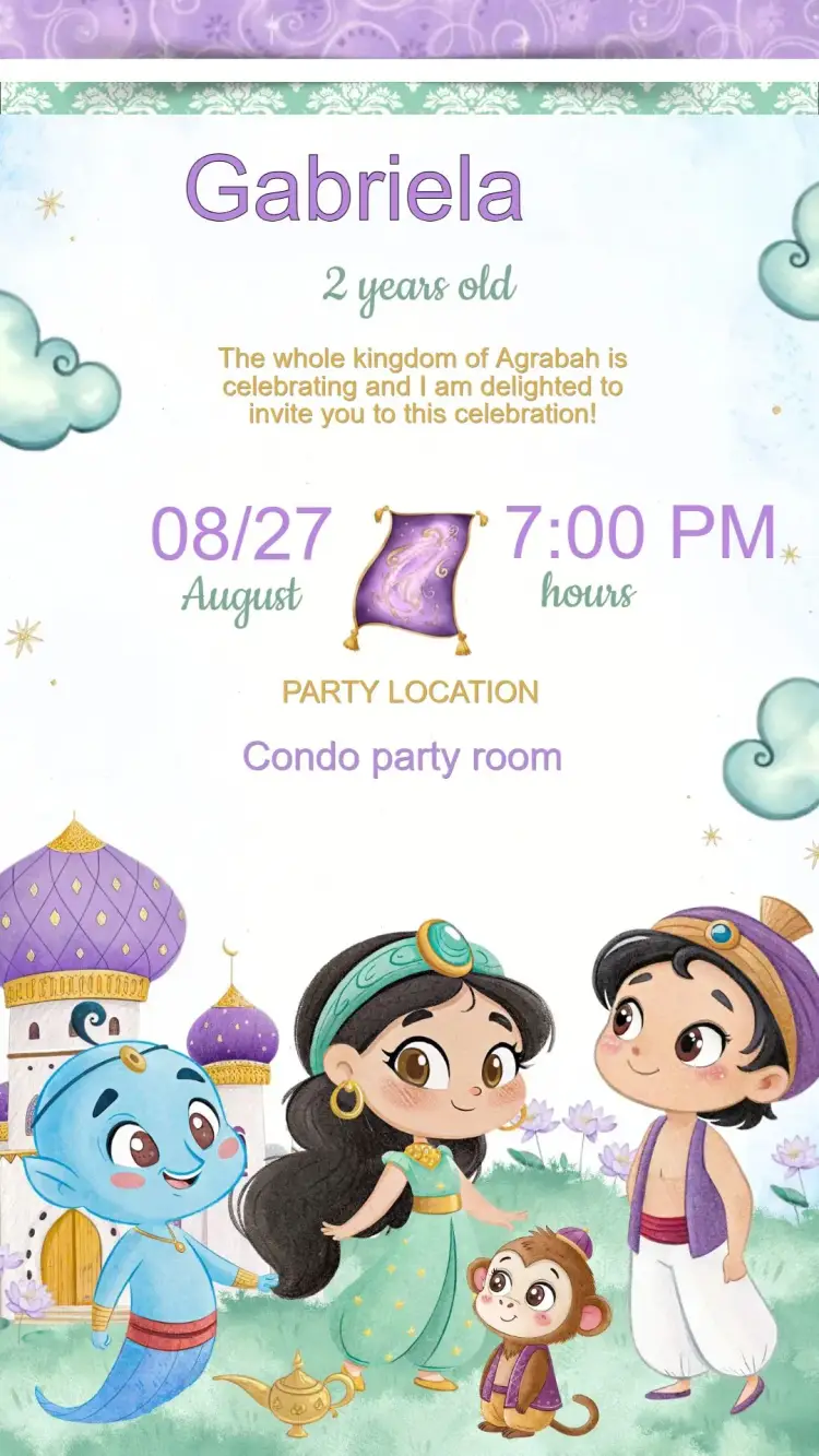 Princess Jasmine Birthday Invitation