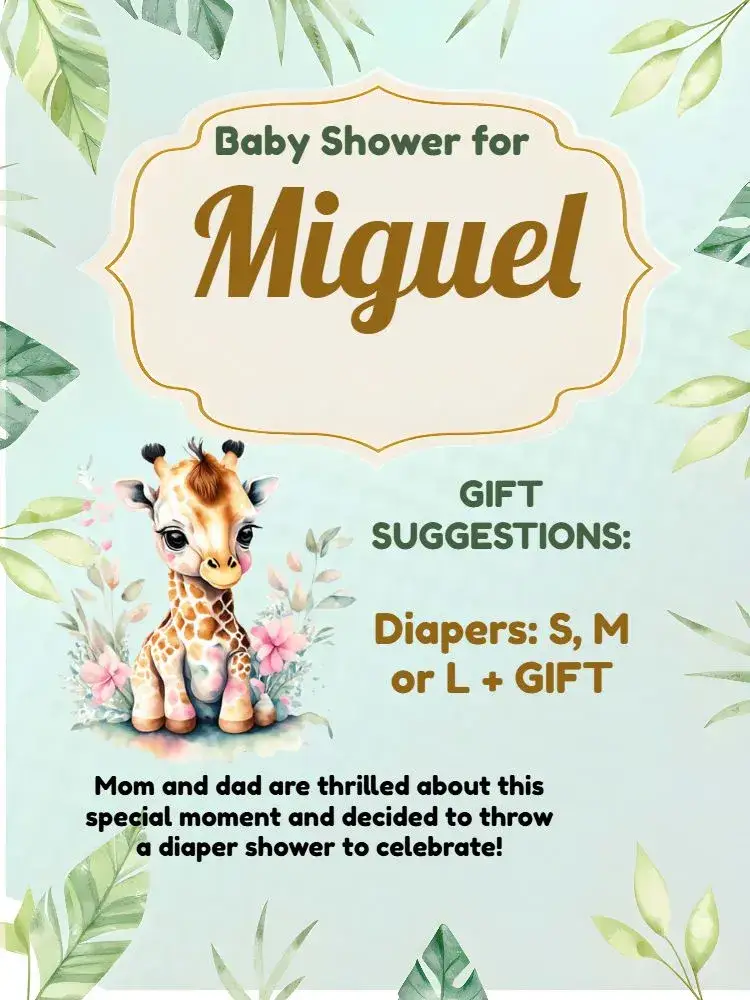 Invitation Brown Giraffe Gender Reveal – Gender Reveal theme animal, watercolor, rustic, modern, fun, childlike