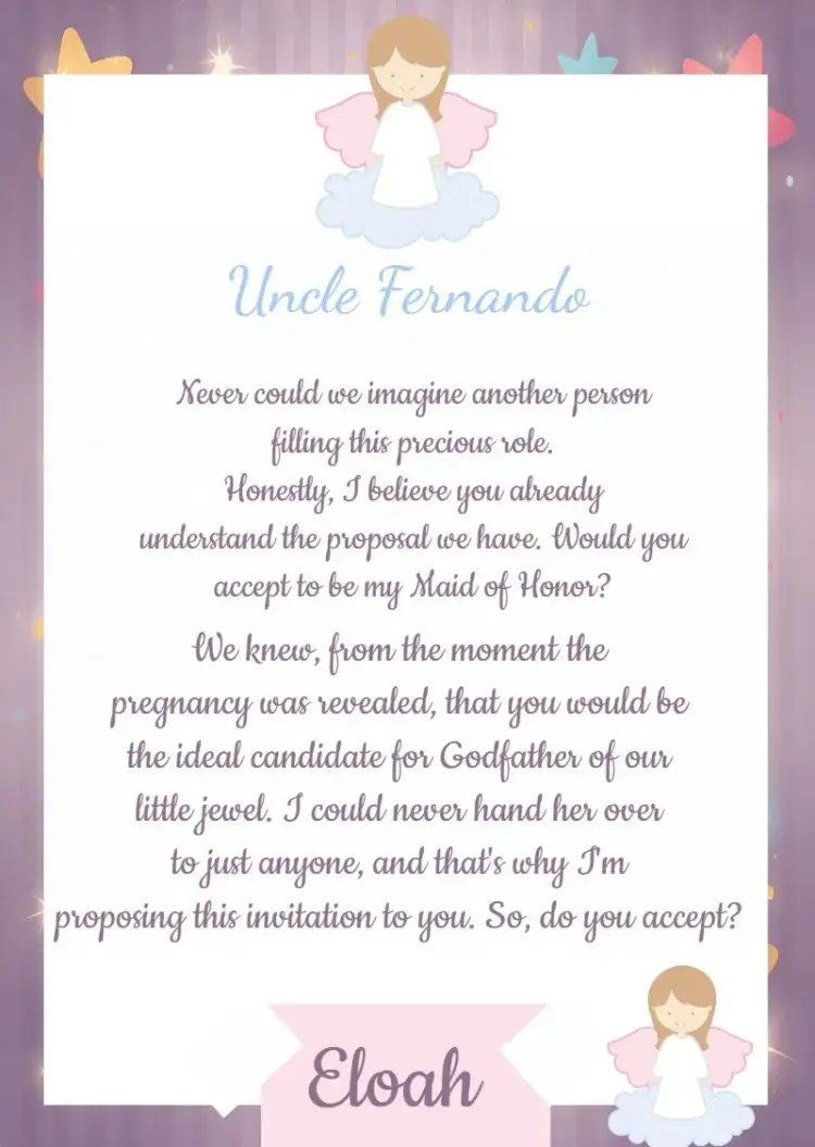 Invitation Godmother Of Baptism Consecration – Baptism theme pink and blue, children's, little angels, minimalist, colorful, modern