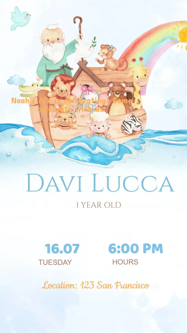 Invitation Noah's Ark Birthday Invitation – Kids' Birthday Party theme