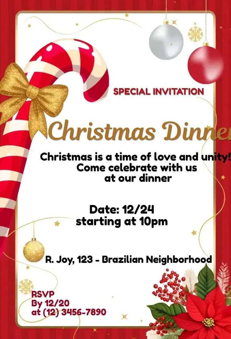 Invitation Christmas Dinner – Commemorative Dates theme Christmas-themed, Traditional, Welcoming, Colorful, Carnival, Vintage