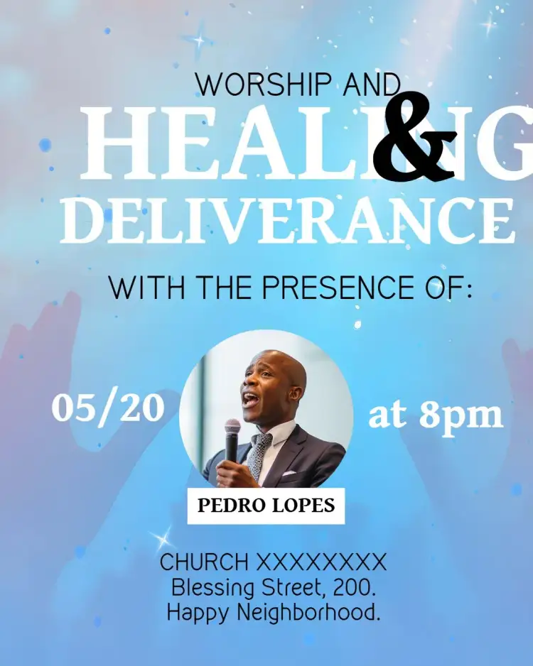 Invitation Art For Healing And Deliverance Church Service With Photo Post – Baptism theme floral, delicate, gospel, modern, elegant