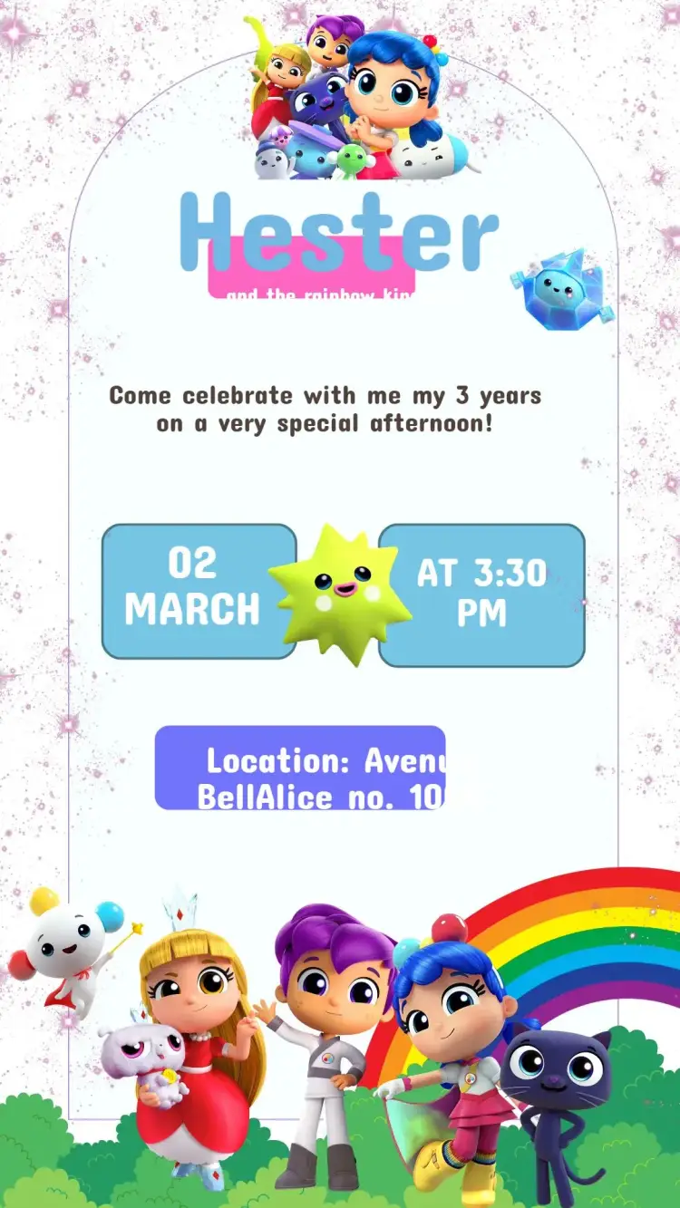 Birthday Invitation Vera and the Rainbow Kingdom