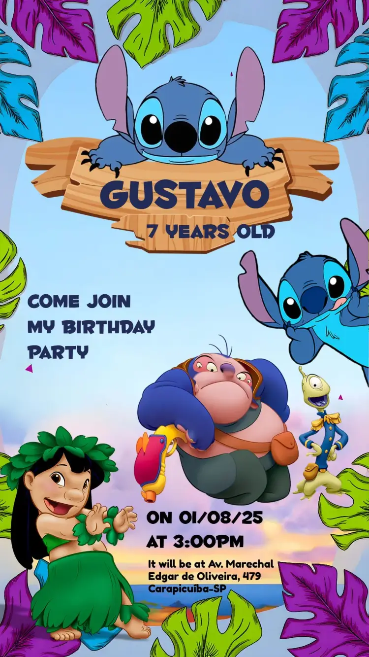 Lilo And Stitch Hawaii invitation