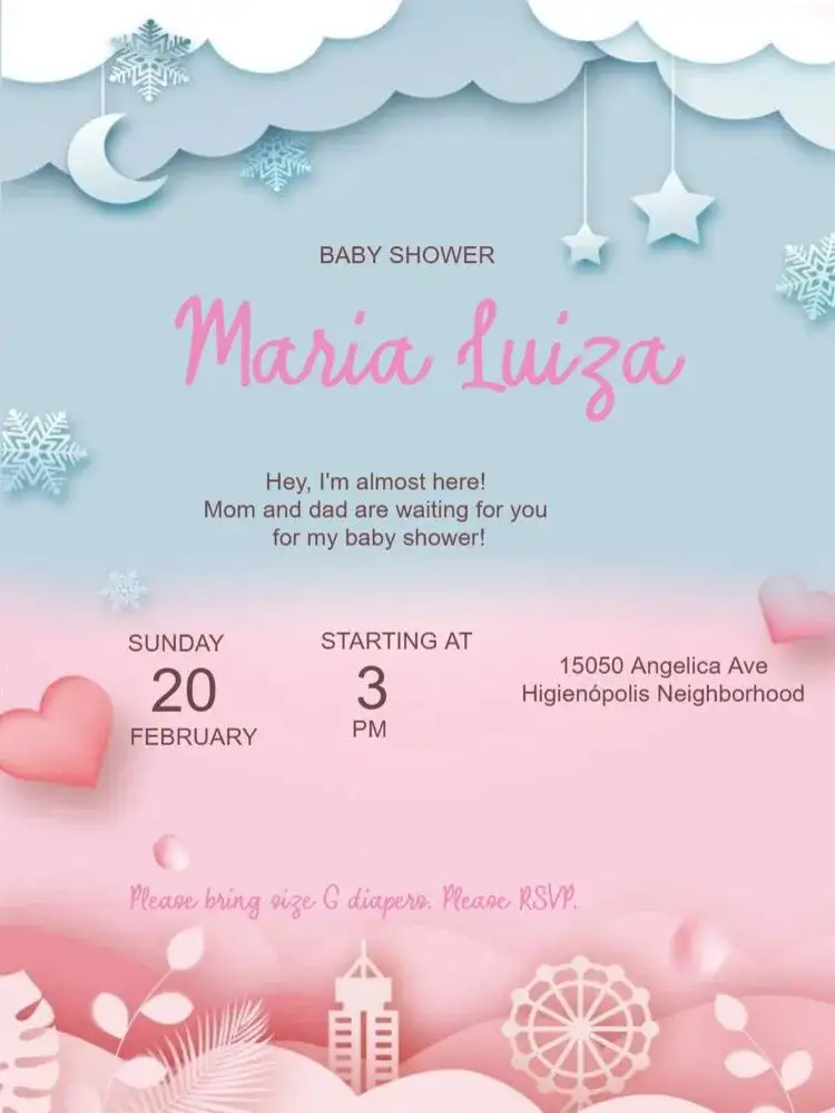 Invitation Baby Shower With Online RSVP – Raffle Tea theme pink, delicate, childlike, elegant, modern, minimalist