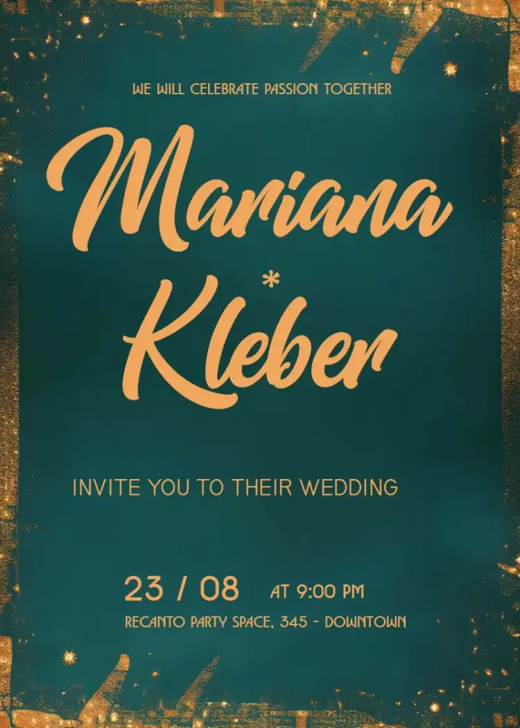 Invitation Black Wedding – Wedding theme black, golden, green, modern, elegant, shiny