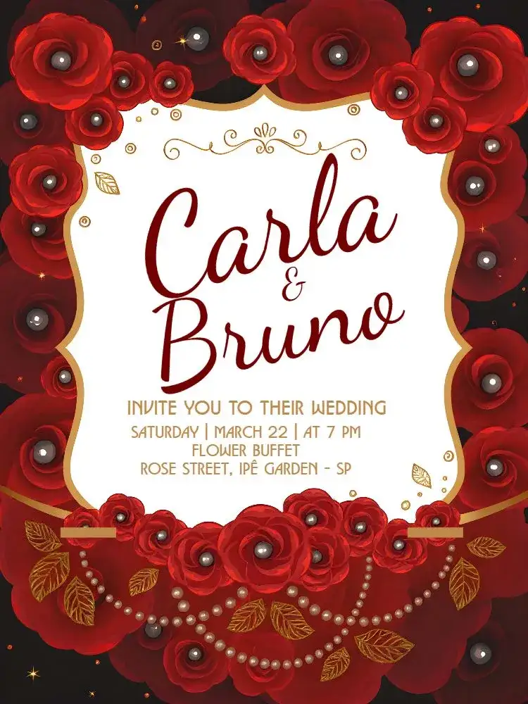 Invitation Wedding Red Flowers Roses – Wedding theme floral, romantic, elegant, vibrant, modern