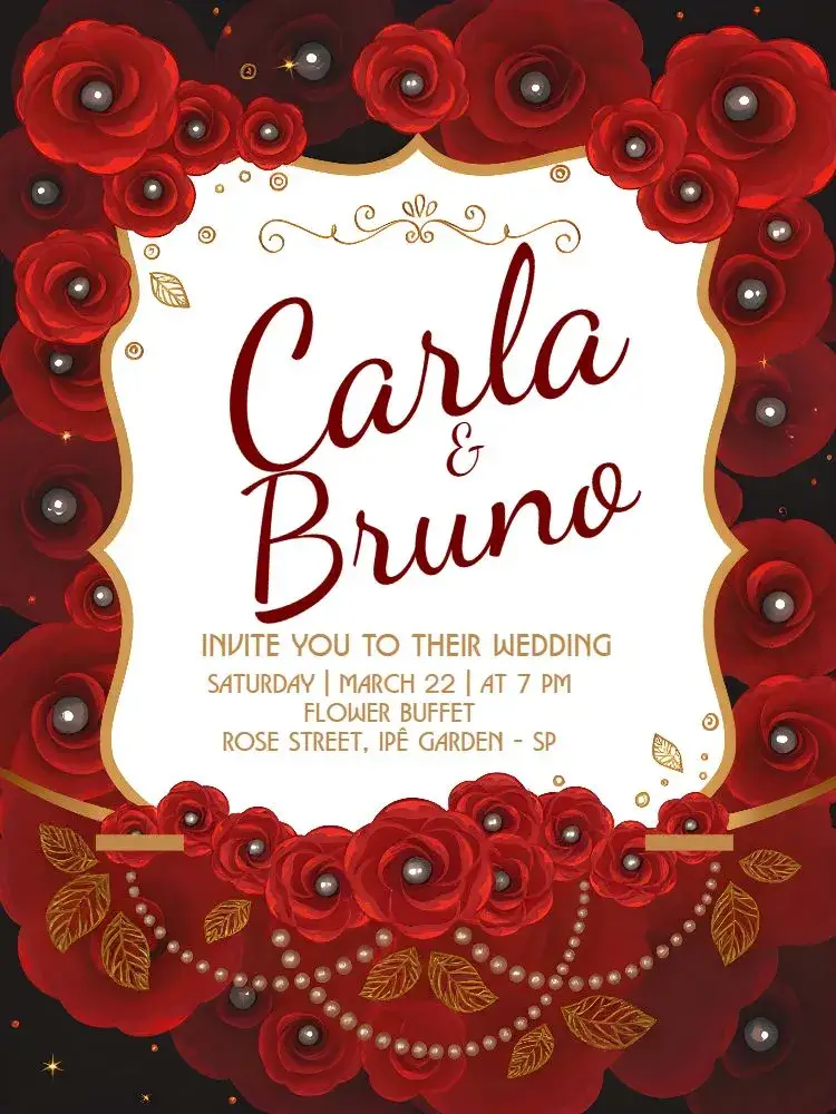 Wedding Red Flowers Roses invitation