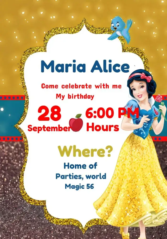 Snow White Blue invitation