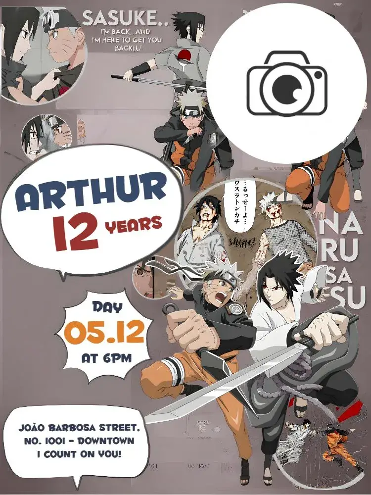 Naruto With Photo Red Comics invitation