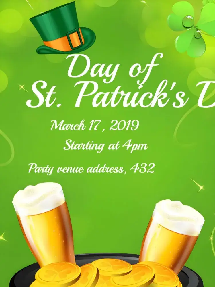 Invitation Saint Patrick's Day Green – Commemorative Dates theme green, Irish, festive, vintage, colorful