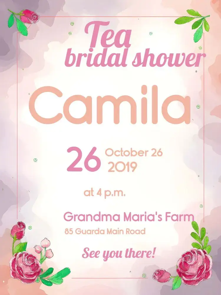 Invitation Bridal Shower at Home – Bridal Shower theme floral, pink, modern, elegant, minimalist