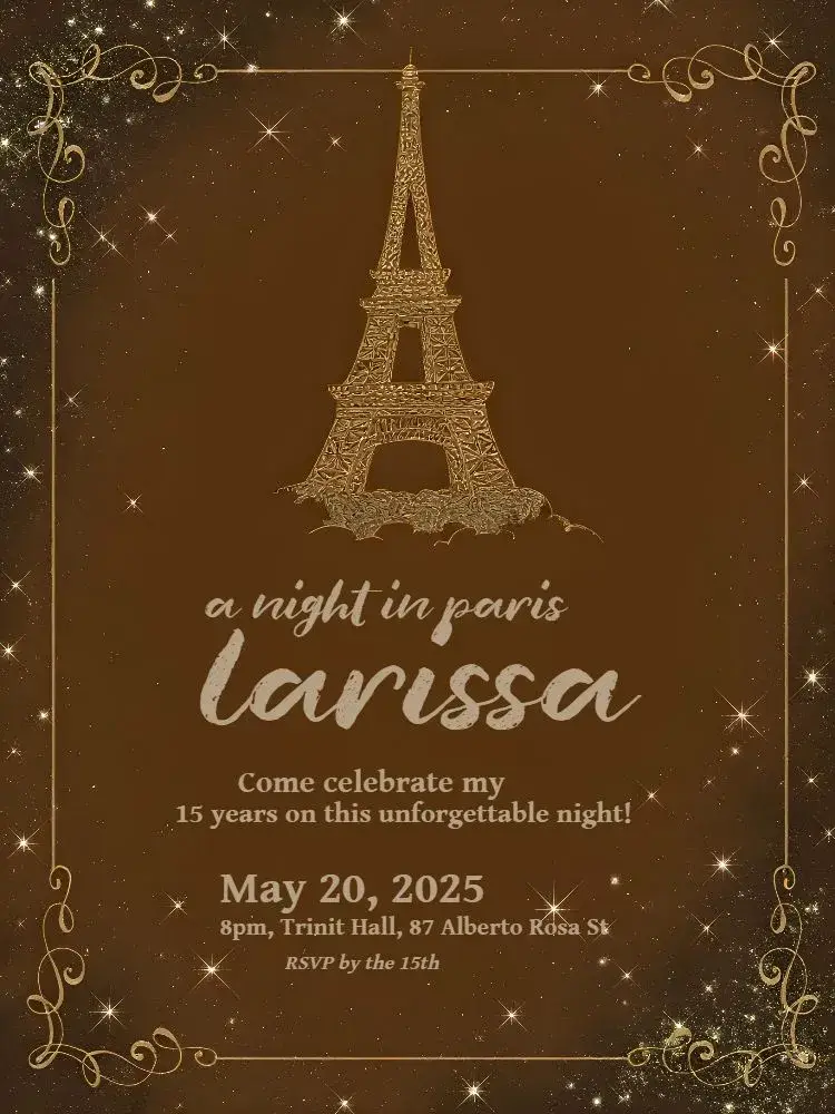 15 Years Paris Eiffel invitation