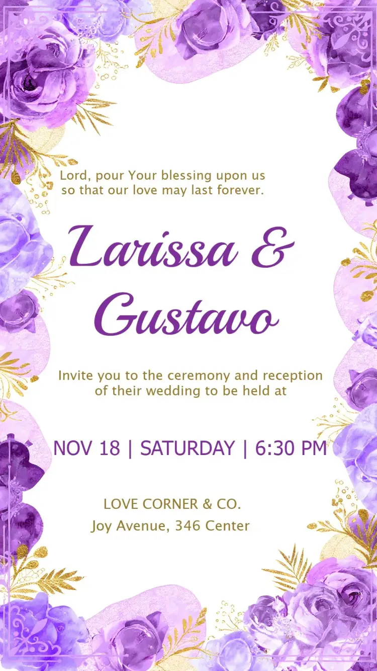 Lilac Floral Wedding invitation