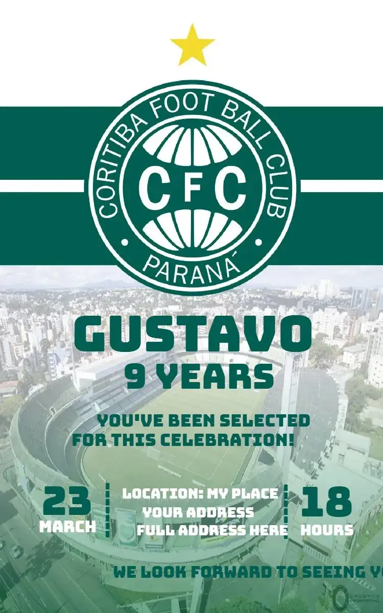 Invite Coritiba editable and customizable
