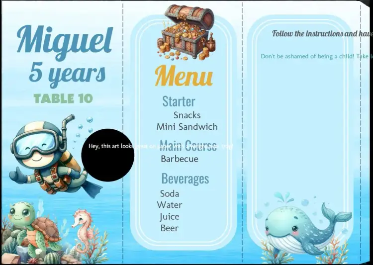 Blue Underwater Triangle Menu invitation