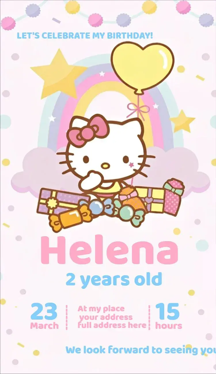 Invite Hello Kitty 6 editable and customizable